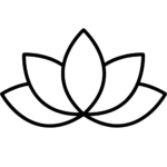 Black outline lotus flower icon representing calm confidence and steady guidance for small business owners.