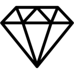 Black outline diamond icon symbolizing clarity, focus, and transparency in professional business support.